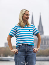 Laden Sie das Bild in den Galerie-Viewer, Ringelshirt Türkisblau-Weiß