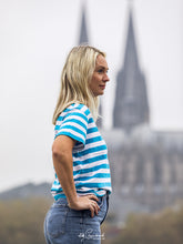 Laden Sie das Bild in den Galerie-Viewer, Ringelshirt Türkisblau-Weiß