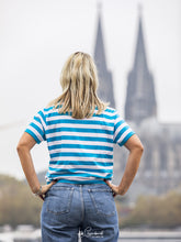 Laden Sie das Bild in den Galerie-Viewer, Ringelshirt Türkisblau-Weiß