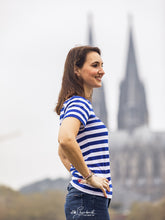 Laden Sie das Bild in den Galerie-Viewer, Ringelshirt Blau-Weiss Merinowolle Ladies Cut