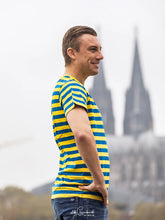 Laden Sie das Bild in den Galerie-Viewer, Ringelshirt Blau-Gelb Merinowolle