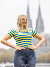 Laden Sie das Bild in den Galerie-Viewer, Ringelshirt Blau-Gelb Merinowolle