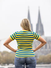 Laden Sie das Bild in den Galerie-Viewer, Ringelshirt Blau-Gelb Merinowolle