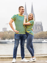 Laden Sie das Bild in den Galerie-Viewer, Ringelshirt Blau-Gelb Merinowolle