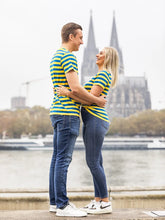 Laden Sie das Bild in den Galerie-Viewer, Ringelshirt Blau-Gelb Merinowolle