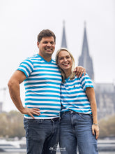 Laden Sie das Bild in den Galerie-Viewer, Ringelshirt Türkisblau-Weiß