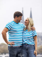 Laden Sie das Bild in den Galerie-Viewer, Ringelshirt Türkisblau-Weiß