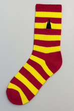 Laden Sie das Bild in den Galerie-Viewer, Ringelsocken Lila-Gelb