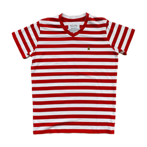 Ringelshirt aus 100% Merinowolle | rot-weiß - domkollektion