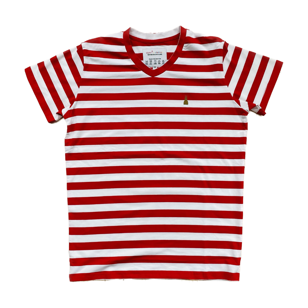 Ringelshirt aus 100% Merinowolle | rot-weiß - domkollektion