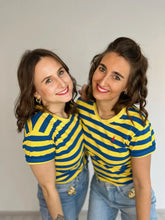 Laden Sie das Bild in den Galerie-Viewer, Ringelshirt Blau-Gelb Merinowolle