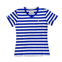 Laden Sie das Bild in den Galerie-Viewer, Ringelshirt Blau-Weiss Merinowolle Ladies Cut