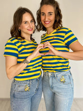 Laden Sie das Bild in den Galerie-Viewer, Ringelshirt Blau-Gelb Merinowolle