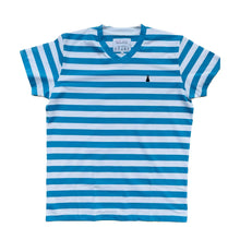 Laden Sie das Bild in den Galerie-Viewer, Ringelshirt Türkisblau-Weiß